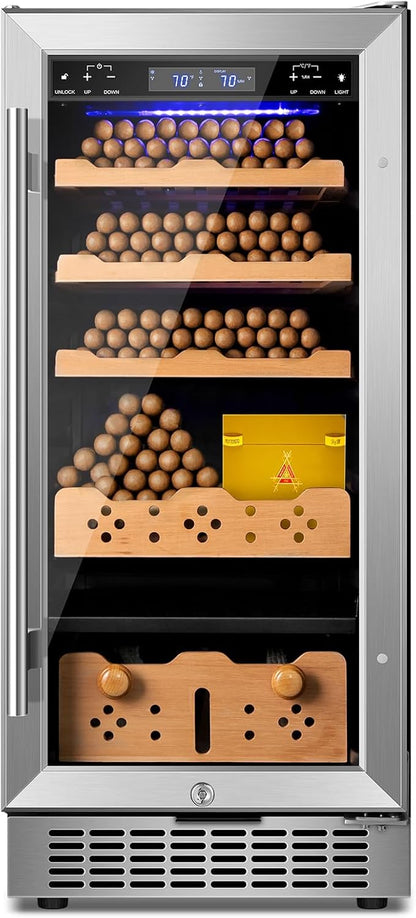 Electric Cigar Humidor,15 Inch Upgraded Large Capacity Electric Cigar Cabinet with Powerful