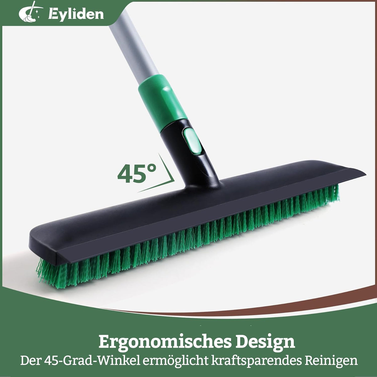 Eyliden X-Large Floor Scrub Brush, 2 in 1 Scrape Brushes with Rubber Squeegee | 55.3" Long Handle