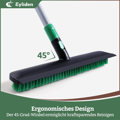 Eyliden X-Large Floor Scrub Brush, 2 in 1 Scrape Brushes with Rubber Squeegee | 55.3" Long Handle