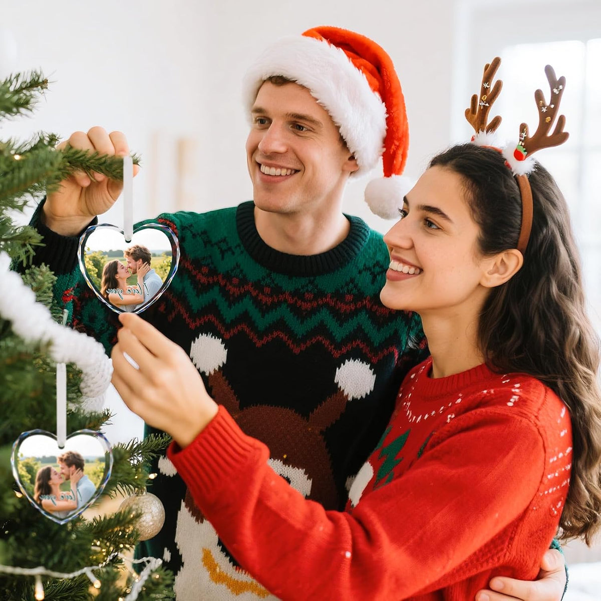 Personalized Christmas Ornaments 2025 - Custom Crystal Photo Ornaments for Christmas Tree, Wedding