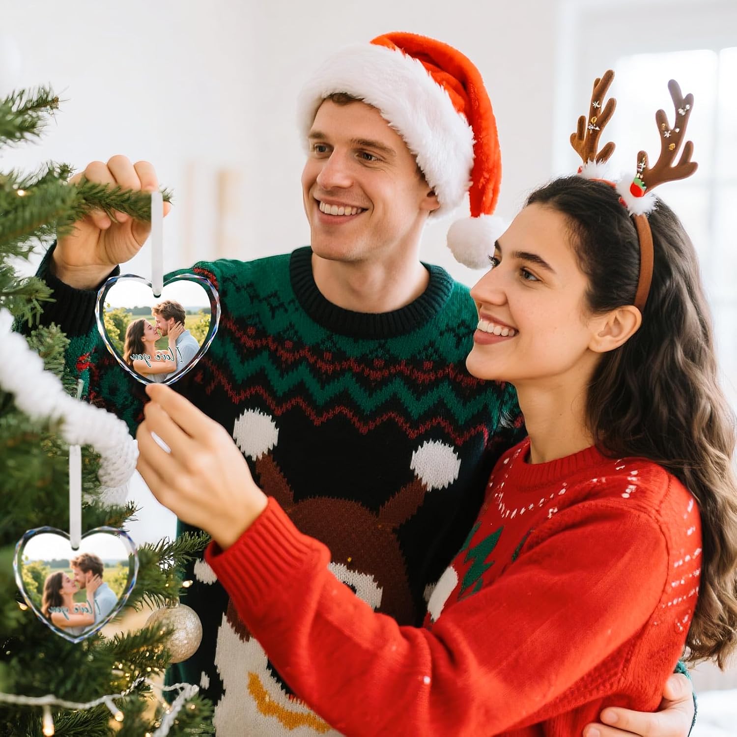 Personalized Christmas Ornaments 2025 - Custom Crystal Photo Ornaments for Christmas Tree, Wedding
