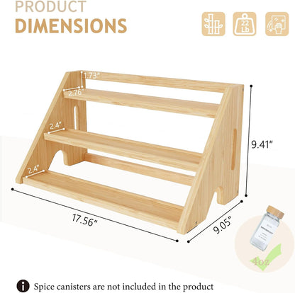 Bamboo Spice Rack Organizer -3-Tier Spice Rack for Countertop,Cabinet Spice Rack Organizer for 27