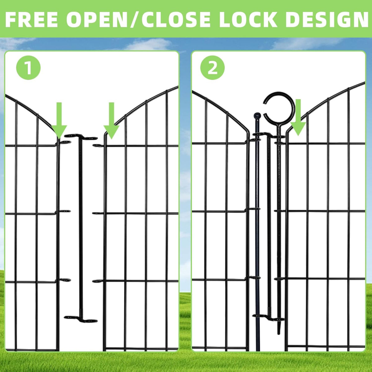 Decorative Garden Fence 32in (H) x12ft (L), 5 Pack No Dig Fence Animal Barrier for Dog with Lock
