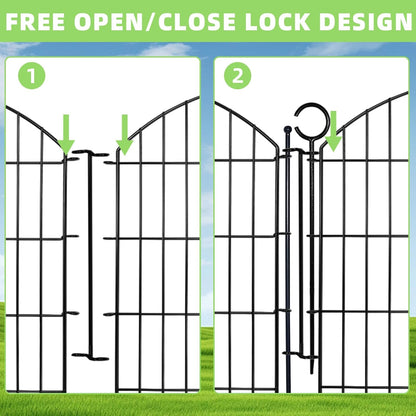 Decorative Garden Fence 32in (H) x12ft (L), 5 Pack No Dig Fence Animal Barrier for Dog with Lock