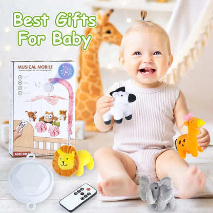 Baby Crib Mobile with Music and Lights, Mobile for Crib with Remote Control, Rotation, Starlight