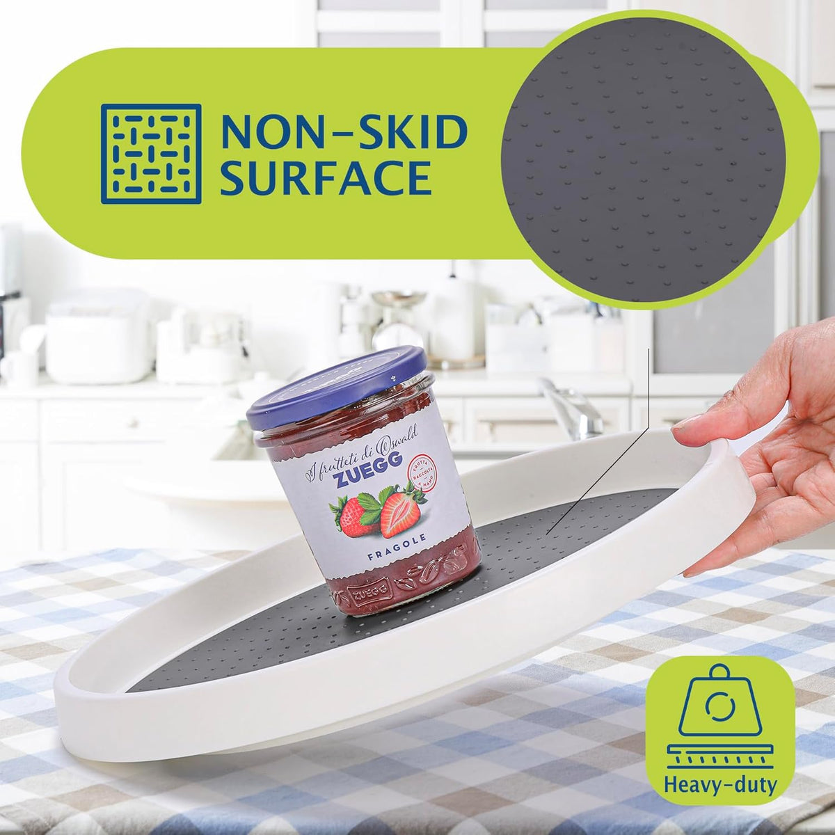 Lazy Susan Turntable, Set of 4, 12 Inch Non-Skid Lazy Susan Organizer for Cabinet, Pantry