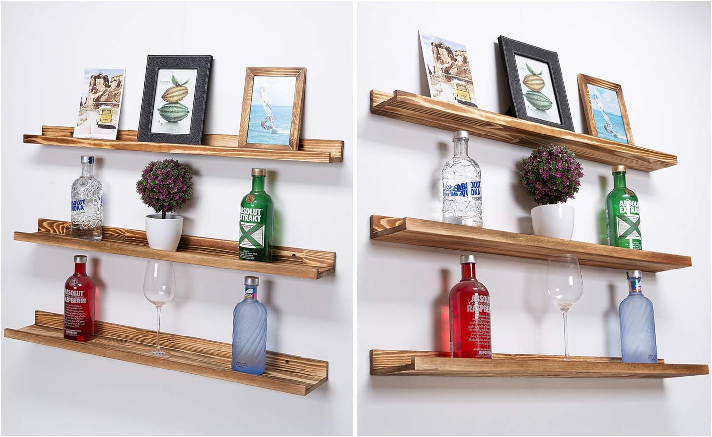 AZSKY Large Floating Shelves 36 Inch Wood Wall Mounted Set of 3 Floating Bookshelf Long Wooden