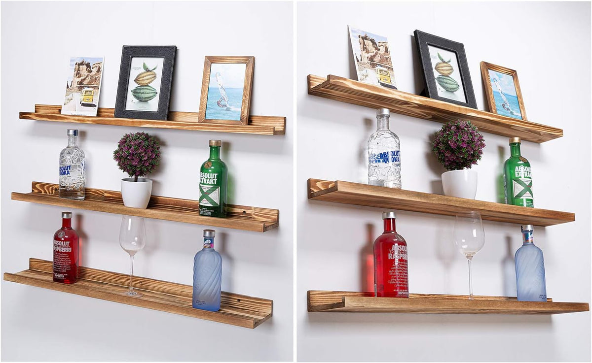 AZSKY Large Floating Shelves 36 Inch Wood Wall Mounted Set of 3 Floating Bookshelf Long Wooden
