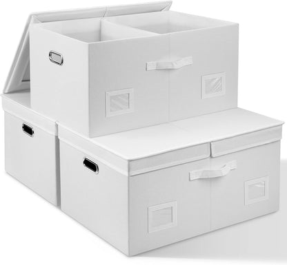 75 Quarts Extra Large Decorative Storage Bins with Lids, 3 Packs White Collapsible Storage Bins