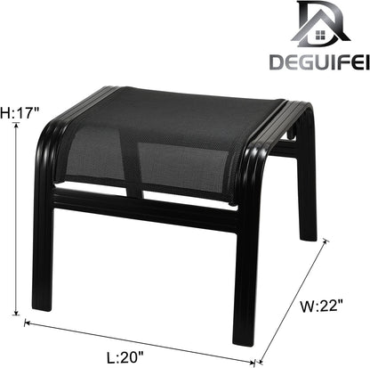 Patio Footstools Outdoor Foot Rest Aluminum Patio Ottomans Portable Seat Wicker Furniture Stackable