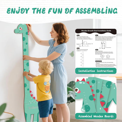 Personalized Name Growth Chart, Dinosaur Wooden Height Chart, Thick Height Measuring Board, Kids