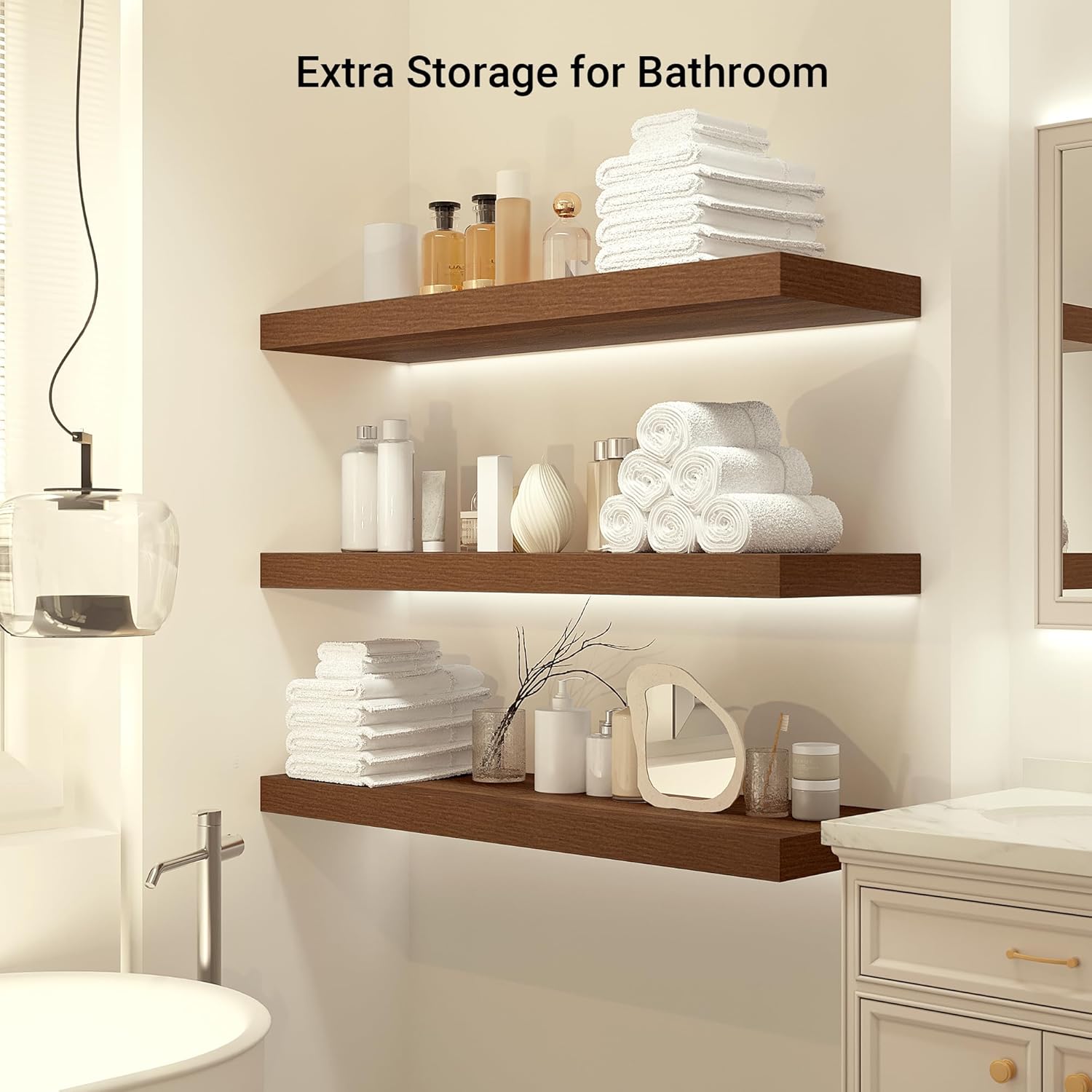 Heimlove 12" Deep Floating Shelves, 36 x 12 Inch Wall Mounted Long Floating Shelf with Invisible
