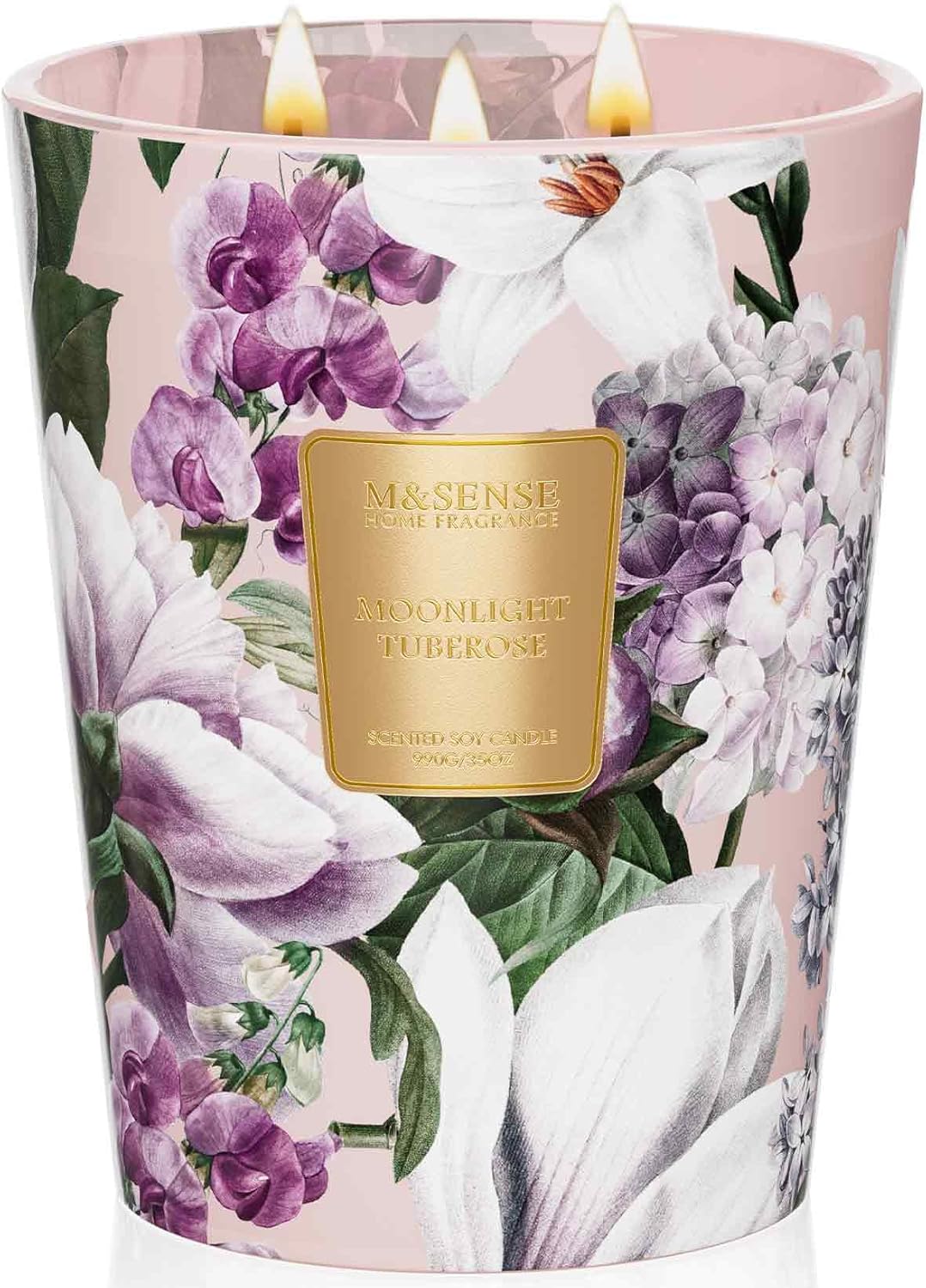 M&SENSE Moonlight Tuberose Large Candles for Home Scented, Natural Soy Long Lasting Slow Burning