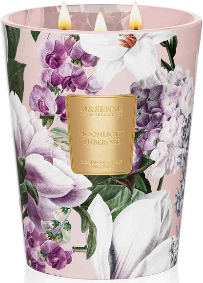 M&SENSE Moonlight Tuberose Large Candles for Home Scented, Natural Soy Long Lasting Slow Burning