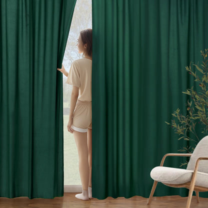 MIULEE Hunter Green Privacy Sheer Curtains That Let Light in 96 Inches Long Non-See-Through Semi