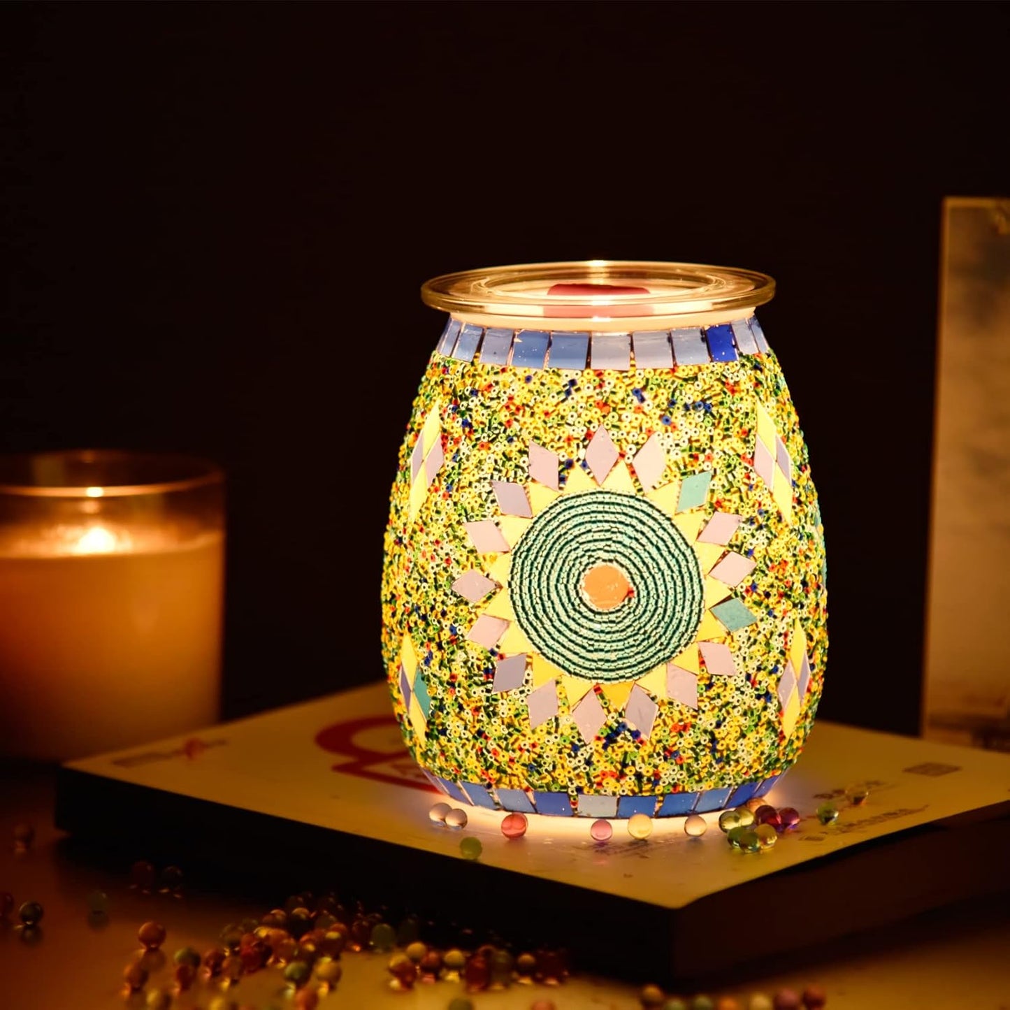 Dicimi Electric Wax Melter, Mosaic Stove Burner, Glass Essential Oil Stove Wax Tart Burner