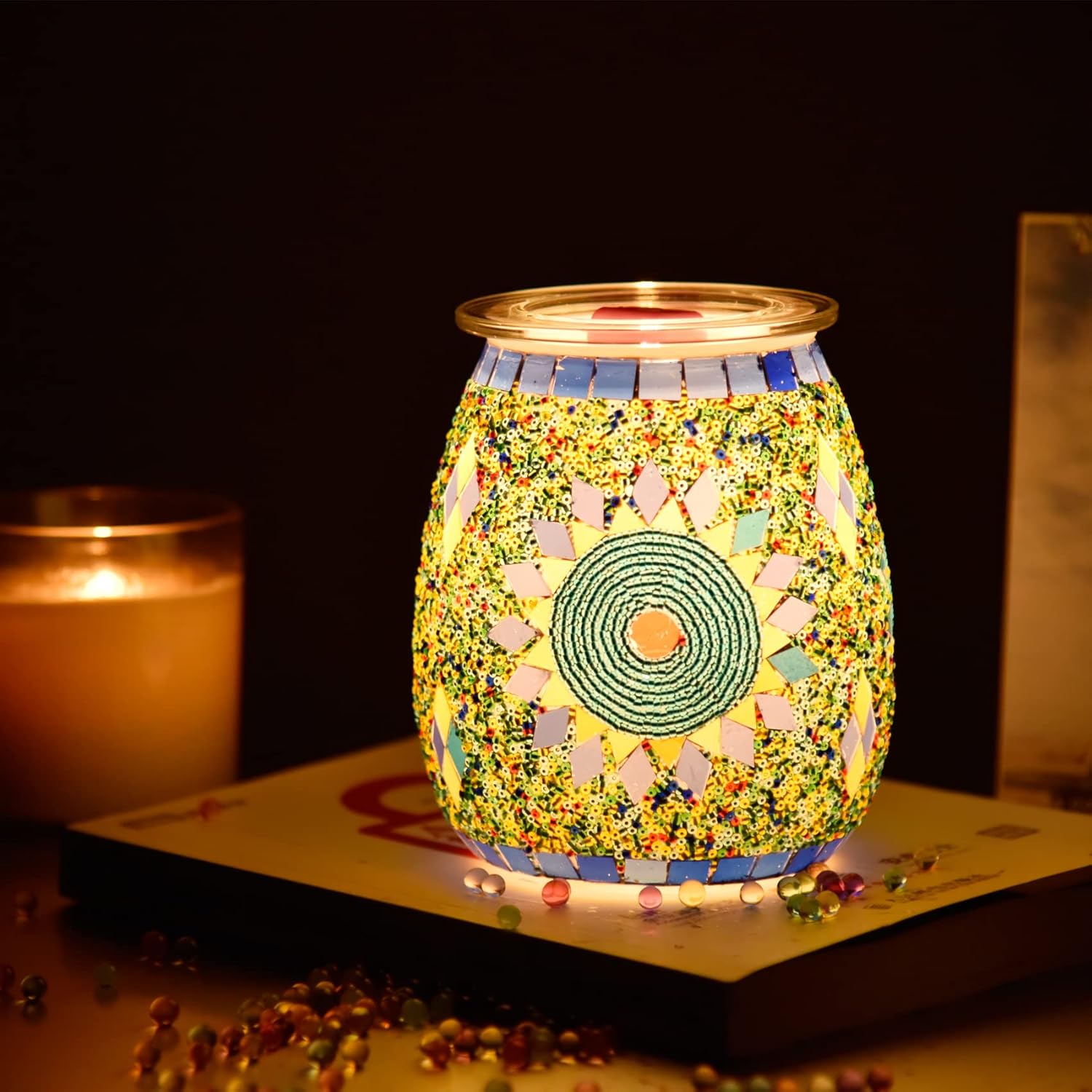 Dicimi Electric Wax Melter, Mosaic Stove Burner, Glass Essential Oil Stove Wax Tart Burner