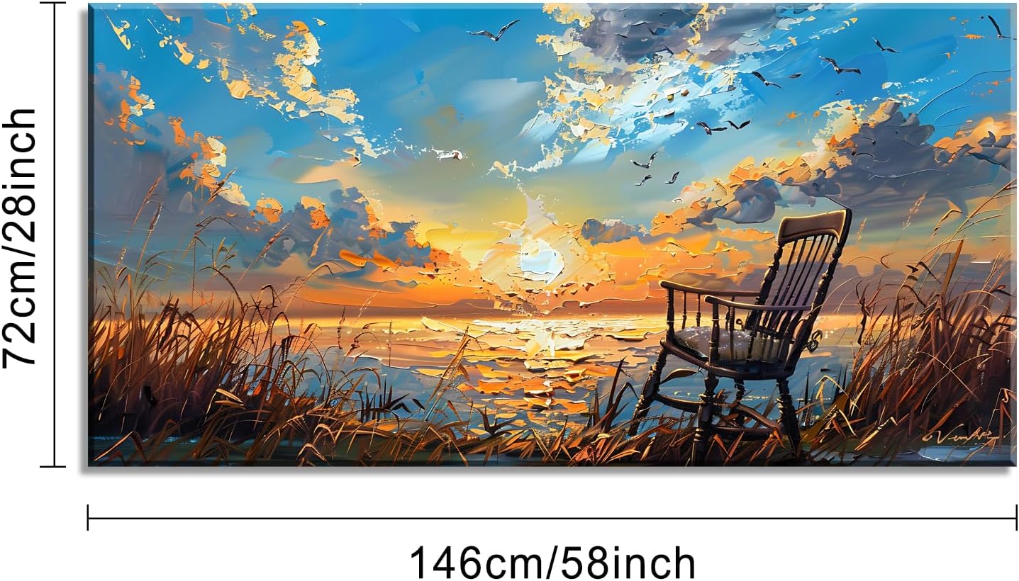 LASMOND Canvas Prints Wall Art Sunset Ocean Beach Pictures Photo nature landscape Paintings for