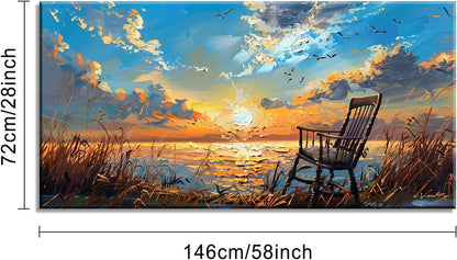 LASMOND Canvas Prints Wall Art Sunset Ocean Beach Pictures Photo nature landscape Paintings for