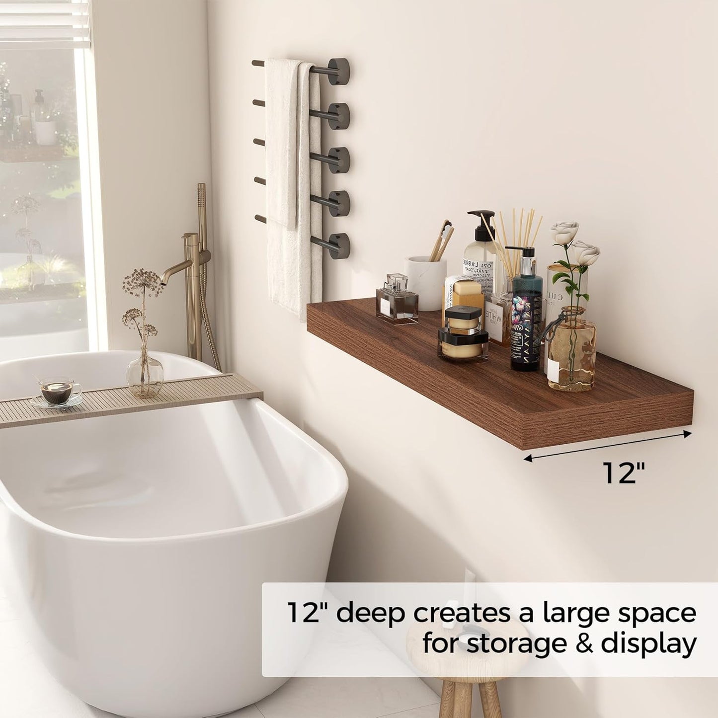 Fun Memories 30 Inch Floating Shelves, 12 Inch Deep Floating Shelf for Wall, Rustic Deep Shelves