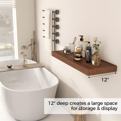 Fun Memories 30 Inch Floating Shelves, 12 Inch Deep Floating Shelf for Wall, Rustic Deep Shelves