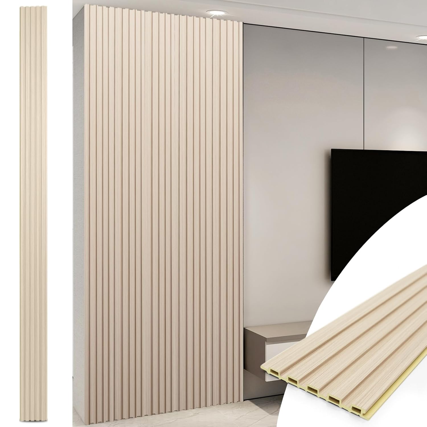 Art3d WPC Wainscoting Panels, 16-Pack 48 x 6 Inch 3D Wall Accents for Interior Wall Decor, Living