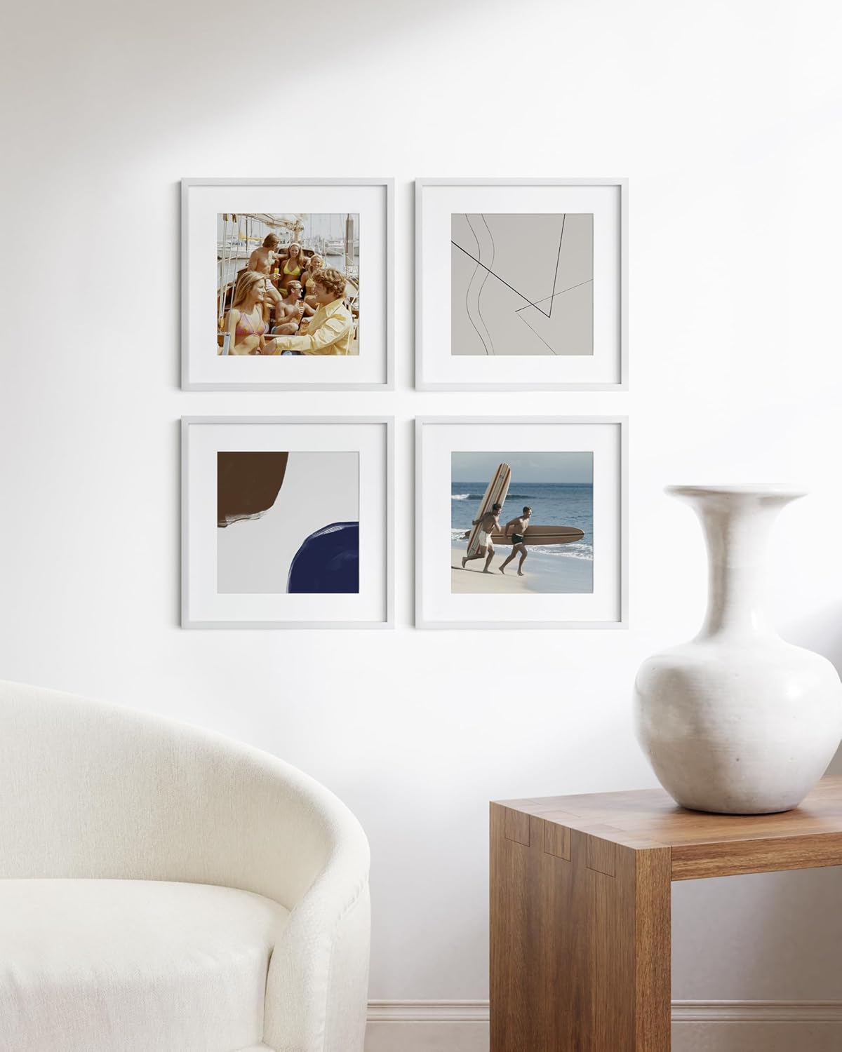 HAUS AND HUES 16x16 White Metal Picture Frames Matted to 12x12 - Features Premium Aluminum &