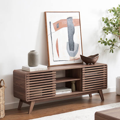 mopio Ensley TV Stand, Mid Century Modern for 55/60/65 inch TV, Farmhouse TV Stand, Entertainment