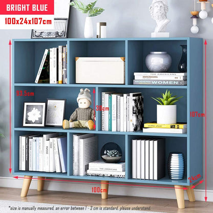 IOTXY Wooden Open Shelf Bookcase - 3-Tier Floorstanding Display Cabinet Rack with Legs, 8 Cubes