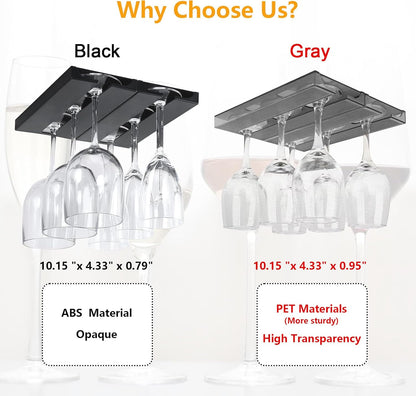 2 Pcs Wine Glass Holder,Stemware Rack Punch-free Hanging Under Cabinet for Bar,Kitchen and