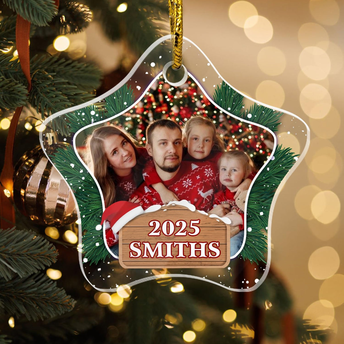 Personalized Crystal Christmas Ornaments with Photo, Custom Christmas Ornament, Decorative Hanging