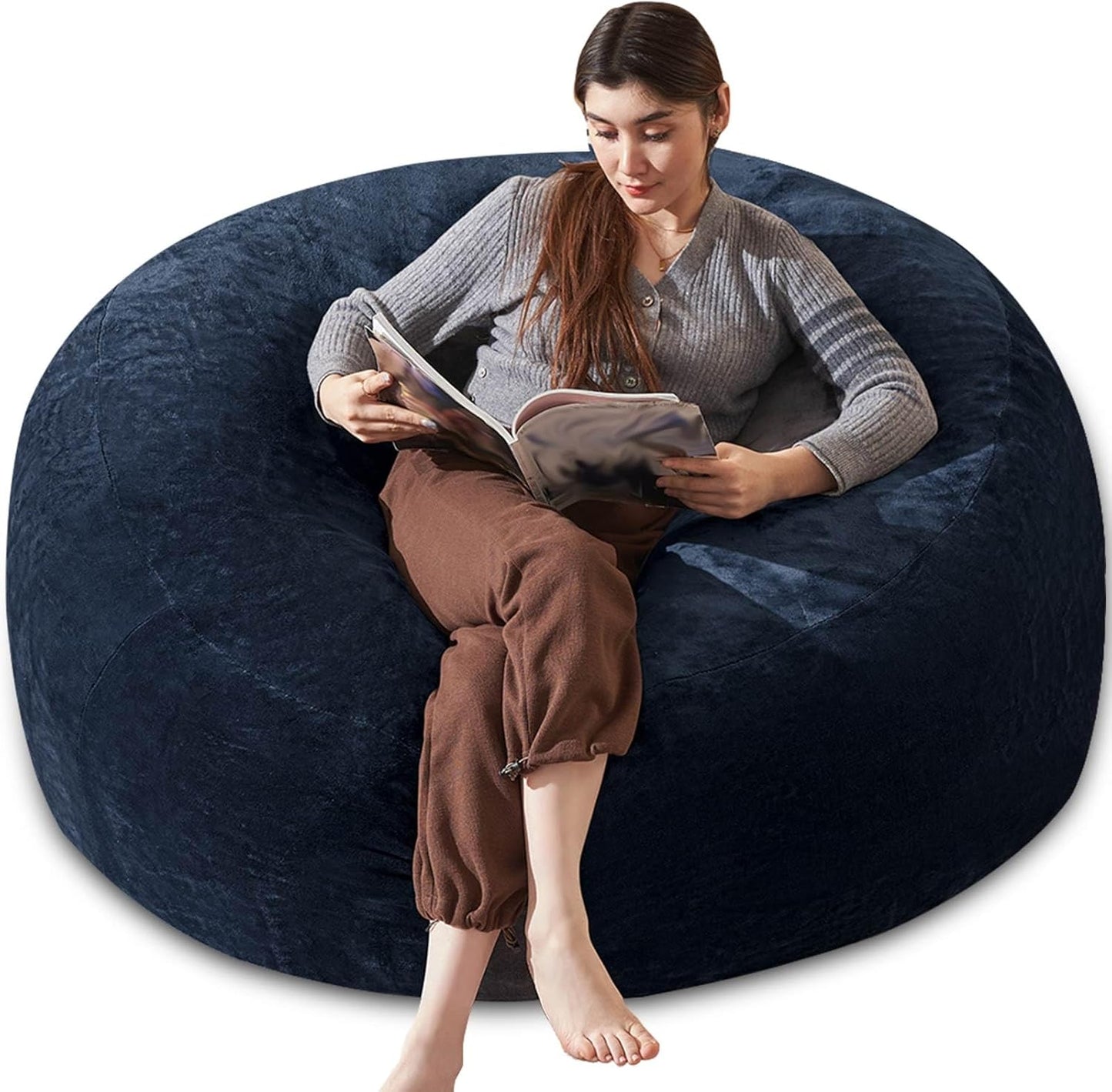 Bean Bag Chair 5Ft, Memory Foam Filled, Large Beanbag Chairs for Adults and Teens, Soft Sofa with