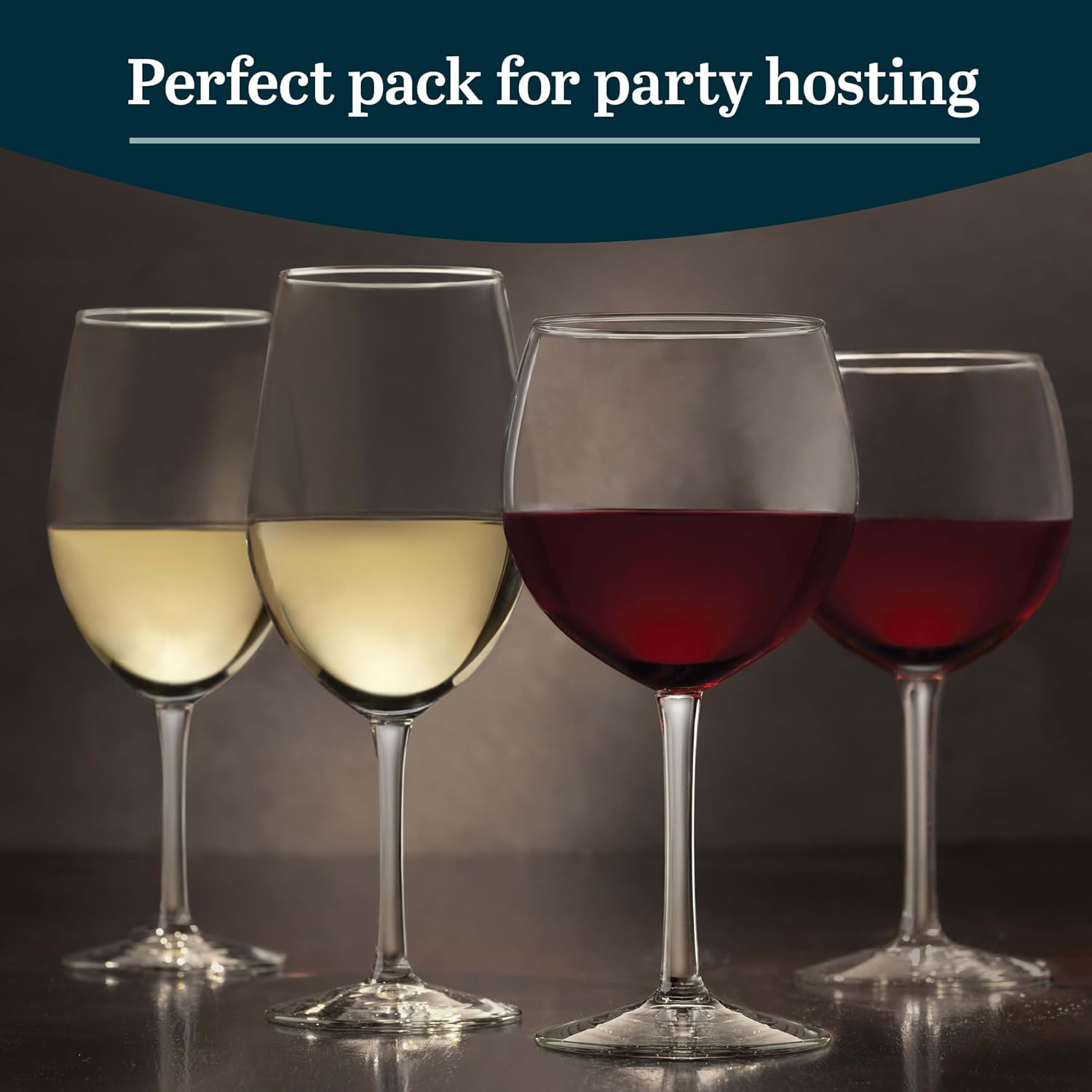 Libbey Vineyard Reserve Wine Glass Set of 12, Red and White Clear Wine Glasses, Merlot, Bordeaux