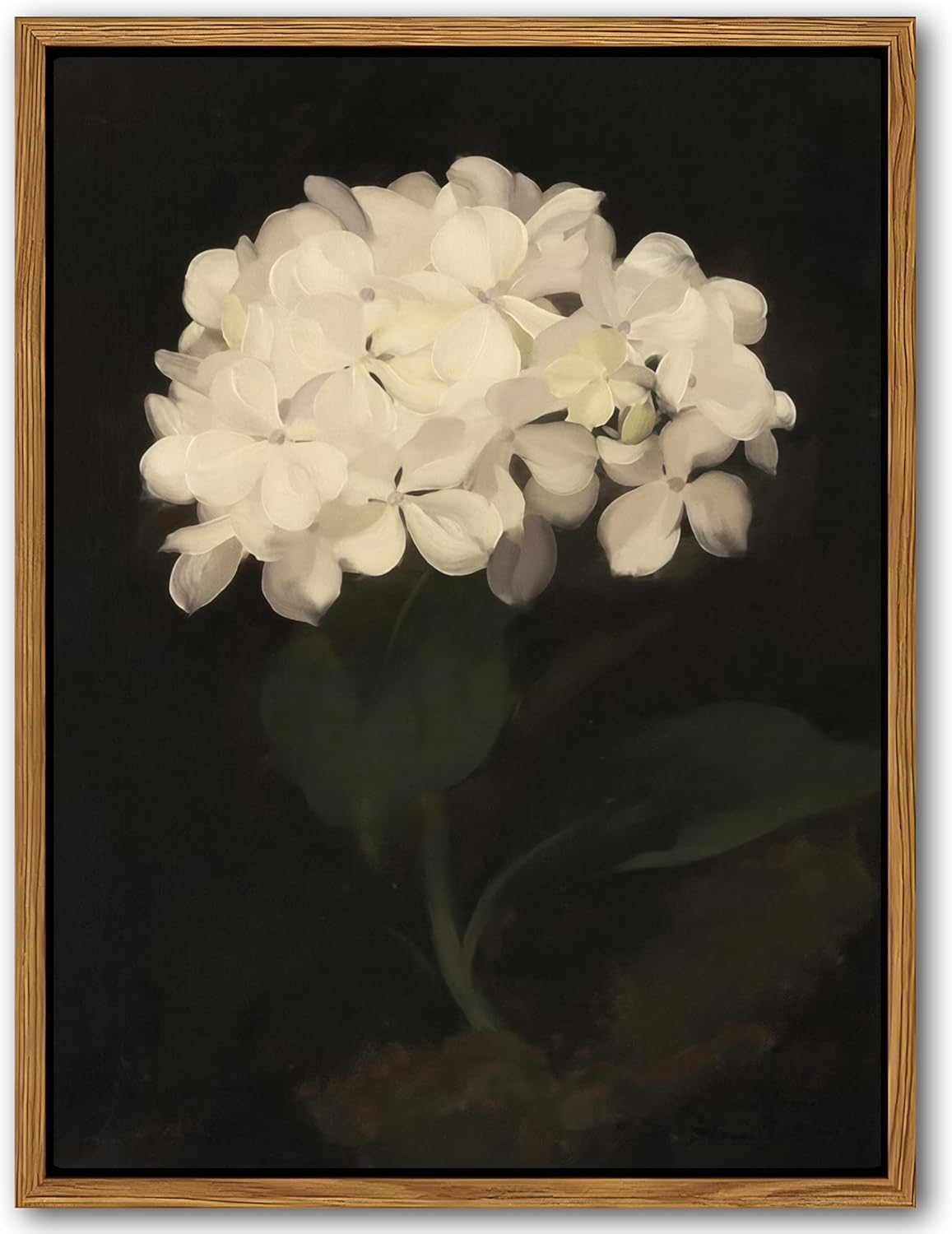 Framed Wall Art for Living Room – Vintage White Hydrangea Oil Painting Canvas Prints, Aesthetic