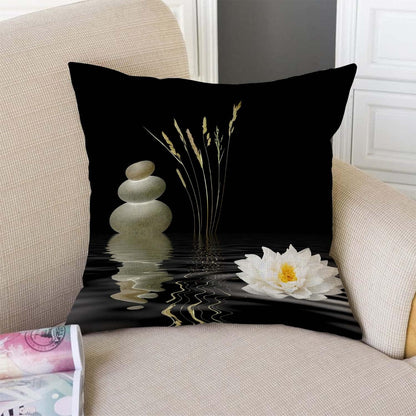 TSSOHU Decorative Throw Pillow Cover Asian Zen Stone, Pillow Covers 18"x 18" Meditation Japanese