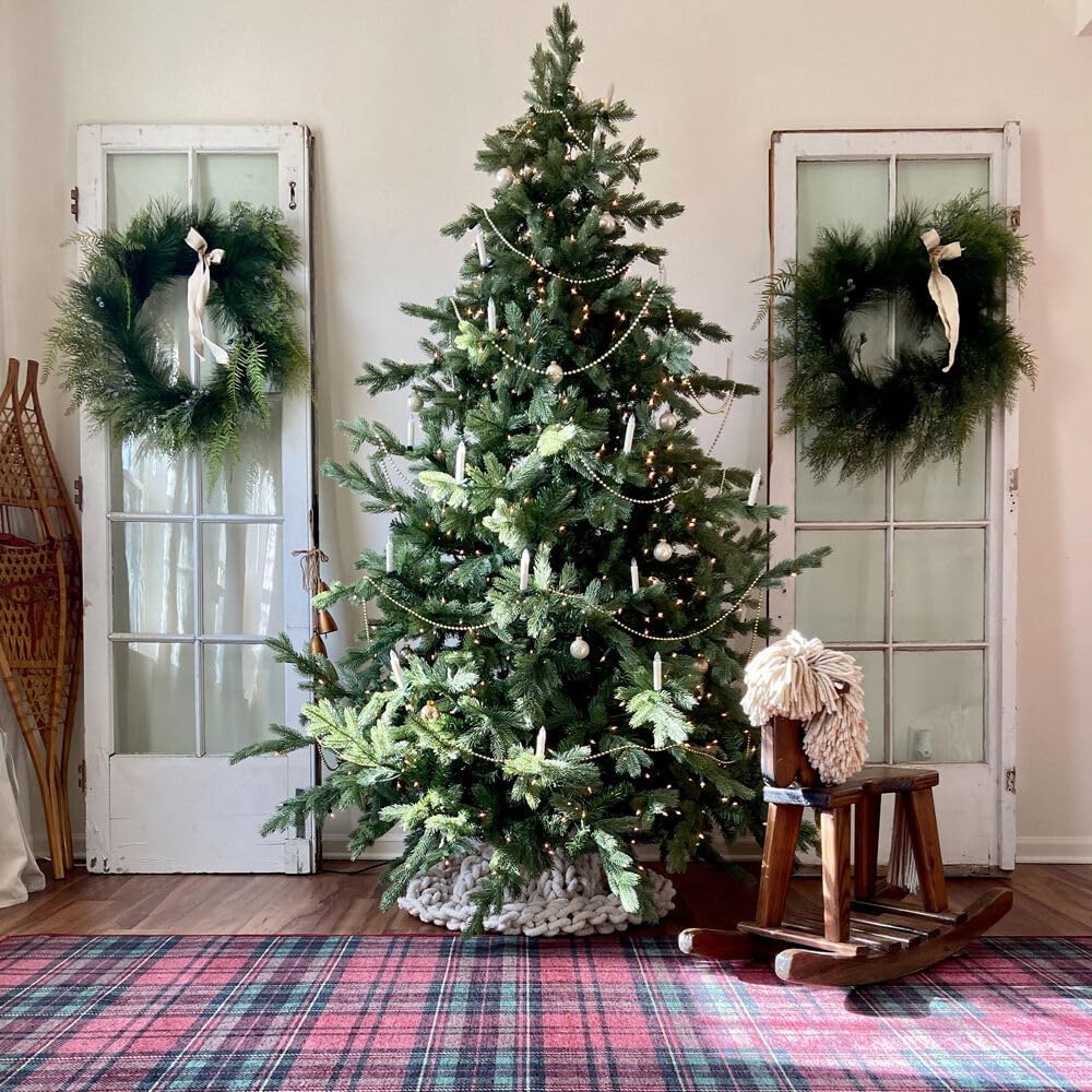 Fraser Hill Farm 6.5-Ft. Foxtail Pine Artificial Christmas Tree with Warm White LED Lights and