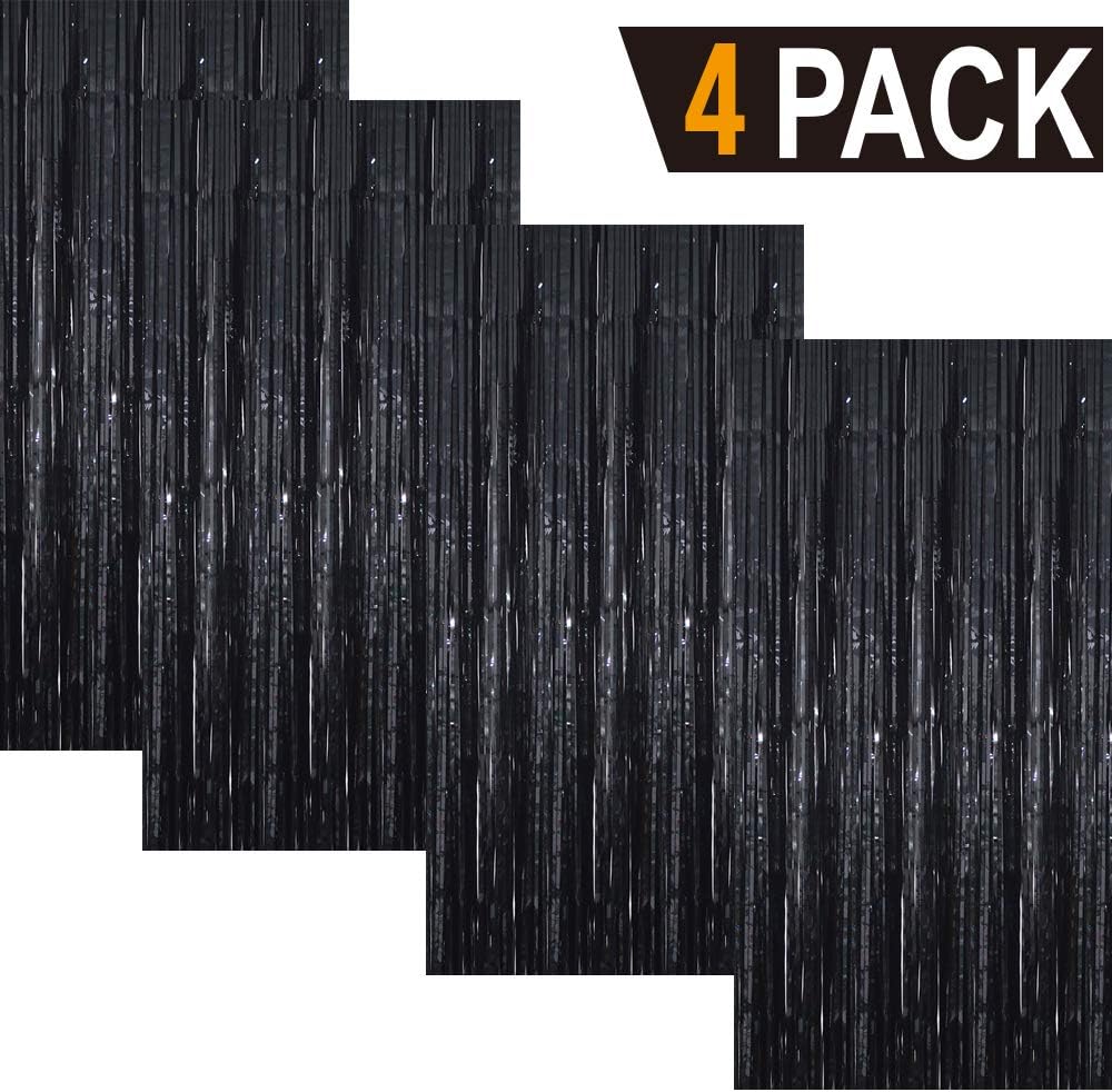 GOER 3.2 ft x 9.8 ft Metallic Tinsel Foil Fringe Curtains Party Photo Backdrop Party Streamers for