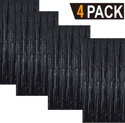 GOER 3.2 ft x 9.8 ft Metallic Tinsel Foil Fringe Curtains Party Photo Backdrop Party Streamers for