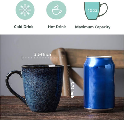 vicrays Coffee Mug Set, 12 Ounce, Set of 6, Ceramic Mug for Men, Women, Unique Glazed Mugs with