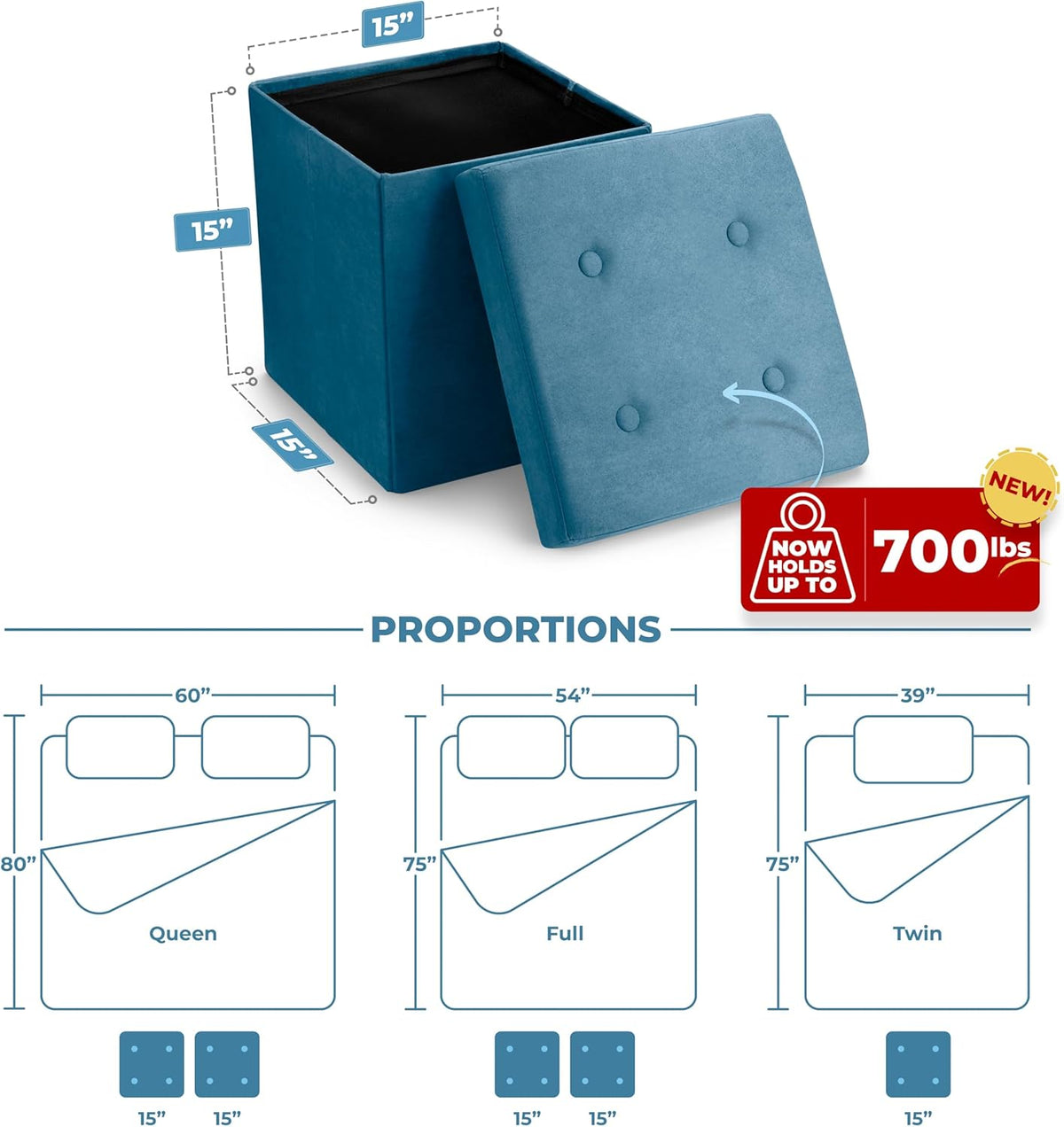 Sorbus Folding Ottoman - Foot Rest Cube, Bedroom Bench, Coffee Table, Shoe Storage, Foot Stool