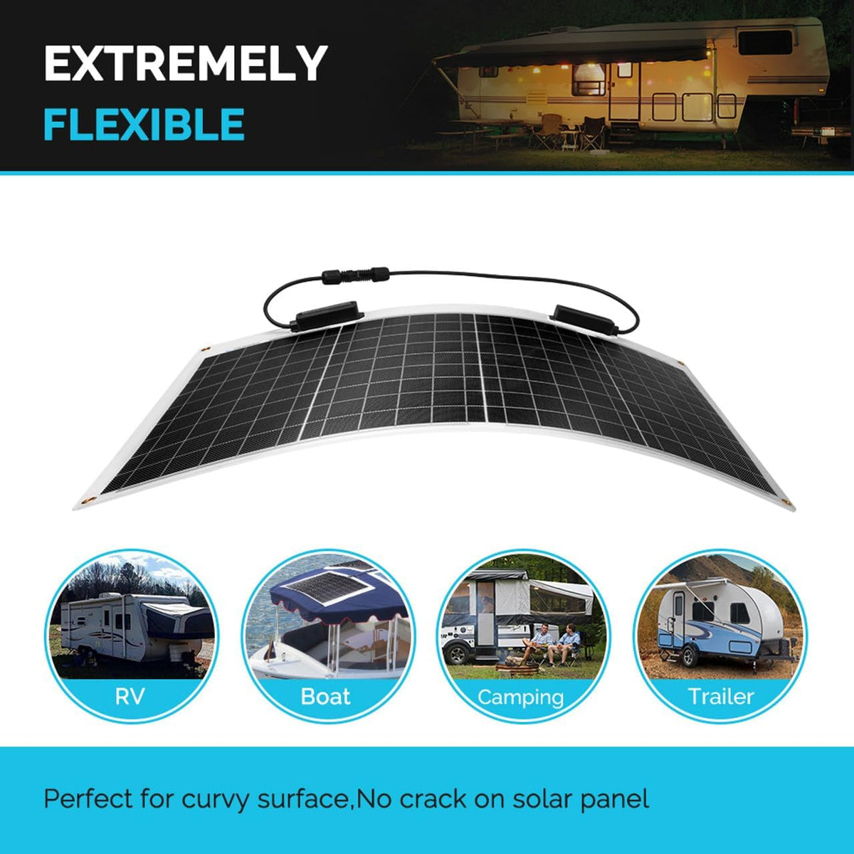 Renogy Flexible Solar Panel 50 Watt 12 Volt Monocrystalline Ultra-Flexible Bendable Mono Off-Grid