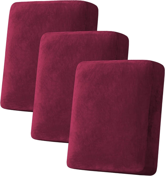 H.VERSAILTEX Velvet Stretch Couch Cushion Cover Plush Cushion Slipcover for Chair Loveseat Sofa