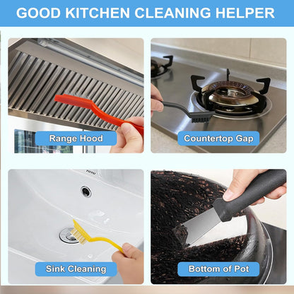11Pcs Crevice Cleaning Brush Set, Hard Bristle Cleaning Supplies for Kitchen, Bathroom, Corner