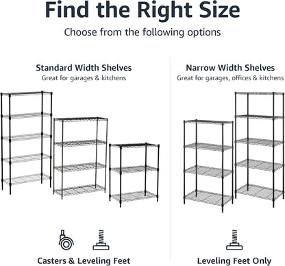 Amazon Basics 3-Shelf Adjustable Heavy Duty Steel Wire Rack Storage Shelving Organizer for Kitchen
