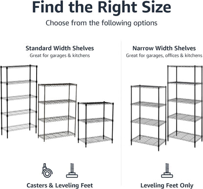 Amazon Basics 5-Shelf Multipurpose Adjustable Sturdy Steel Storage Shelving Unit, Easy Assembly