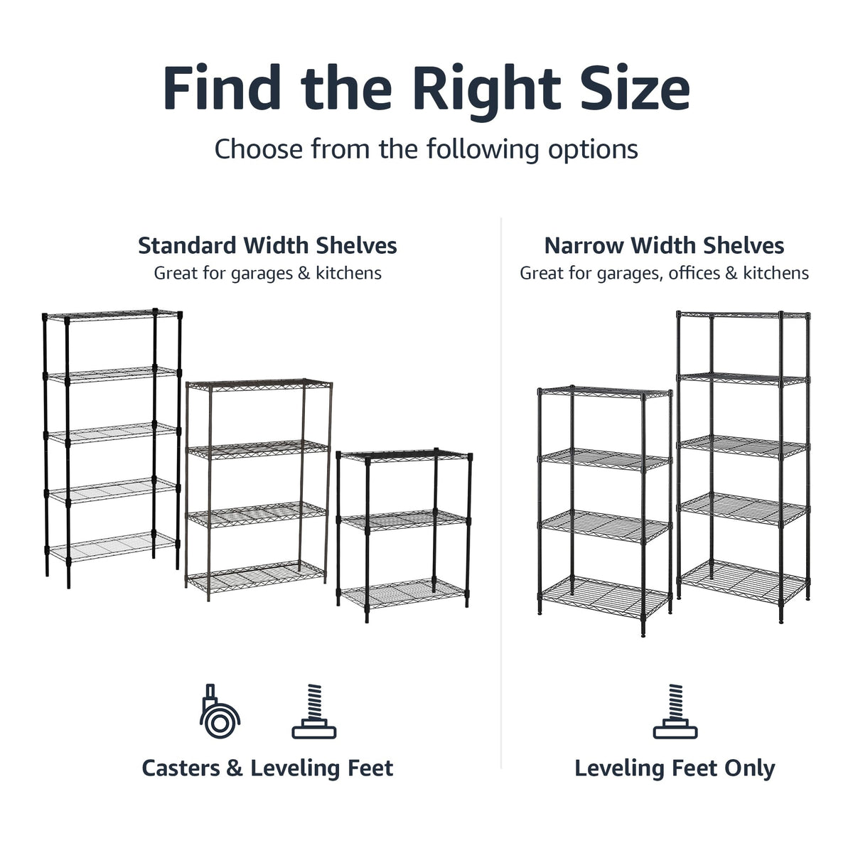 Amazon Basics 4-Shelf Adjustable Heavy Duty Steel Wire Rack Storage Shelving, Sturdy Garage