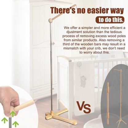 Crib Mobile Wooden Arm, Suitable for All Cribs 100% Natural Larch Hanger Nusery Decor Baby Room