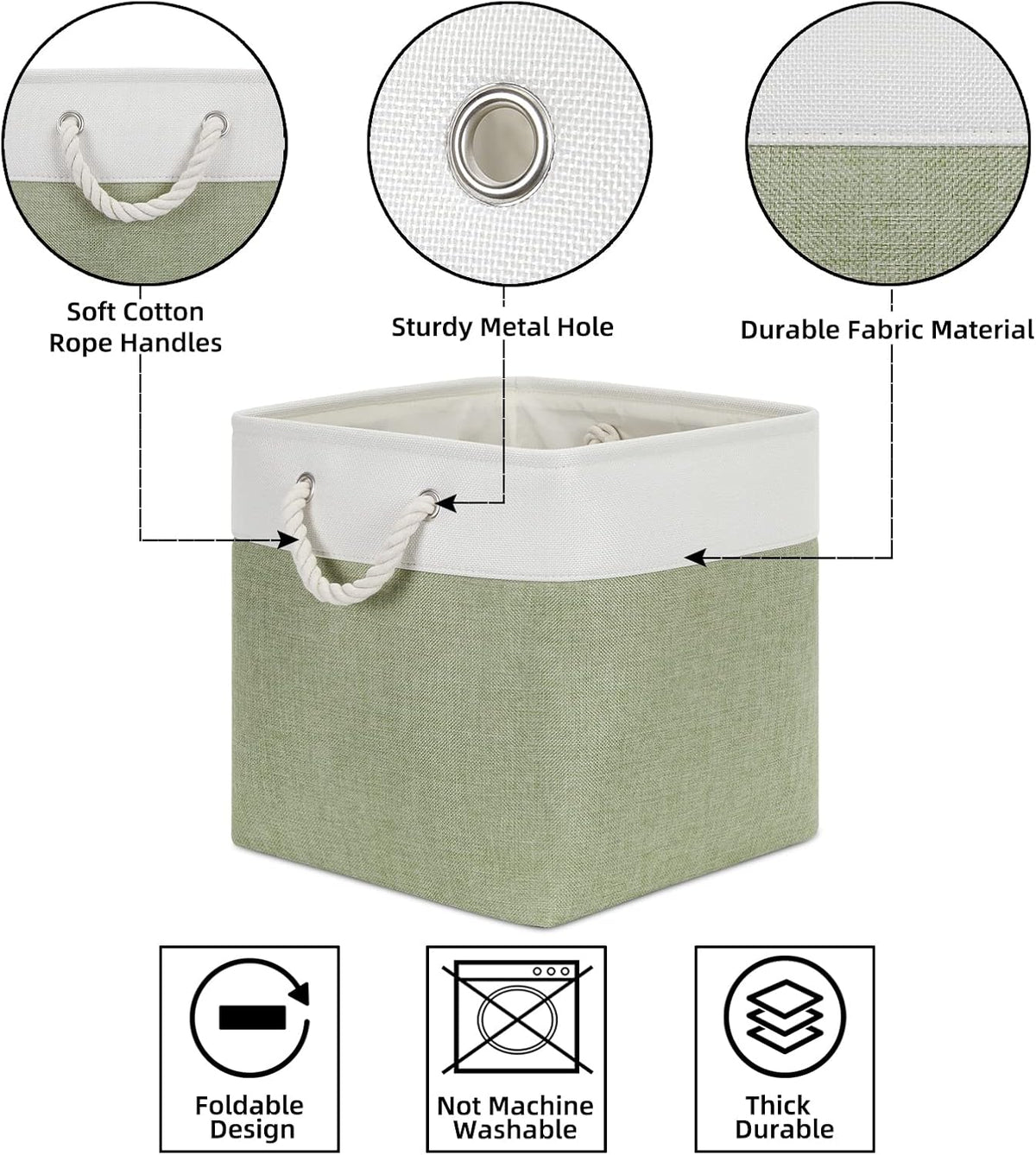 Bidtakay Cubby Storage Bins Set of 3 Fabric Baskets for Shelves Closet Drawer Organizer Storage