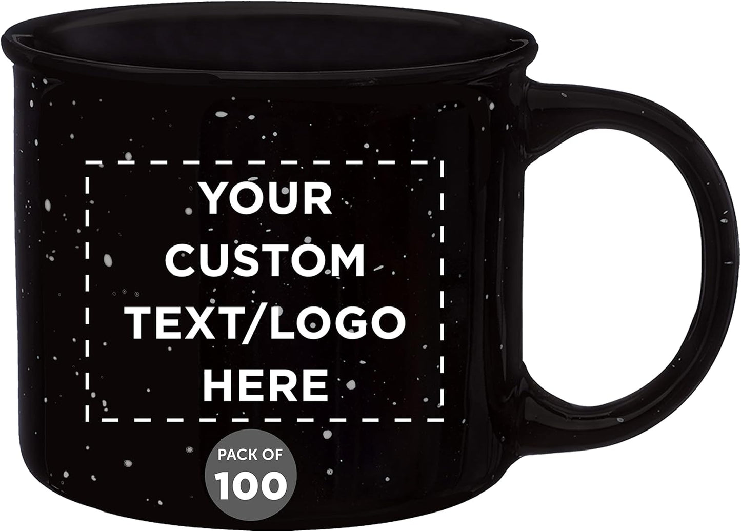 DISCOUNT PROMOS Custom Ceramic Campfire Coffee Mugs 13 oz. Set of 100, Personalized Bulk Pack