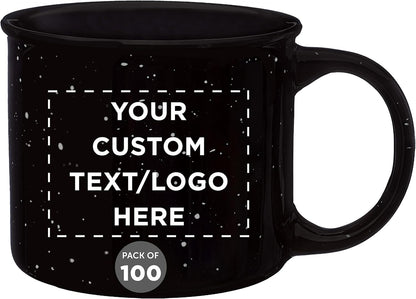 DISCOUNT PROMOS Custom Ceramic Campfire Coffee Mugs 13 oz. Set of 100, Personalized Bulk Pack